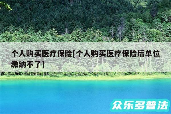 个人购买医疗保险及个人购买医疗保险后单位缴纳不了