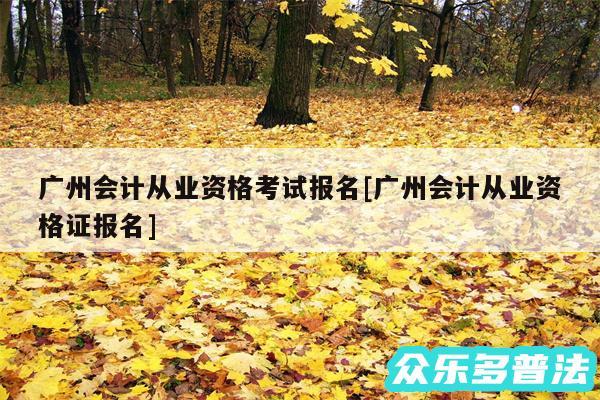 广州会计从业资格考试报名及广州会计从业资格证报名