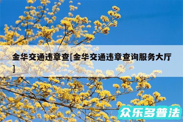 金华交通违章查及金华交通违章查询服务大厅