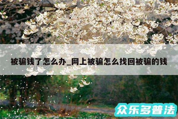 被骗钱了怎么办_网上被骗怎么找回被骗的钱