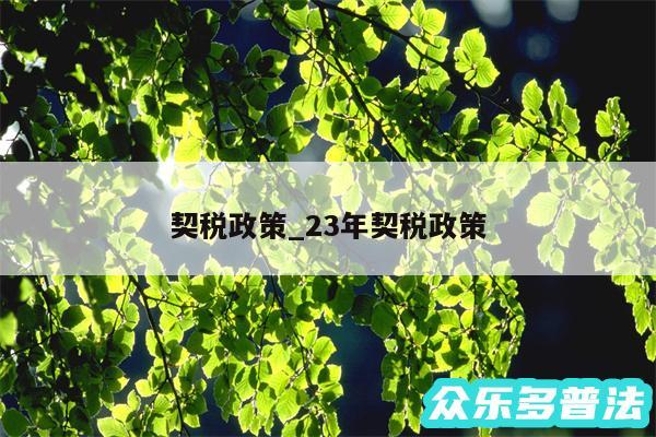 契税政策_23年契税政策