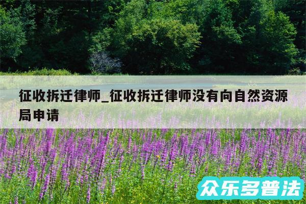 征收拆迁律师_征收拆迁律师没有向自然资源局申请