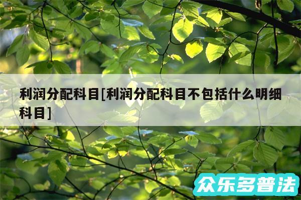 利润分配科目及利润分配科目不包括什么明细科目