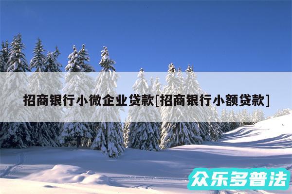 招商银行小微企业贷款及招商银行小额贷款