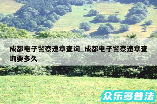 成都电子警察违章查询_成都电子警察违章查询要多久
