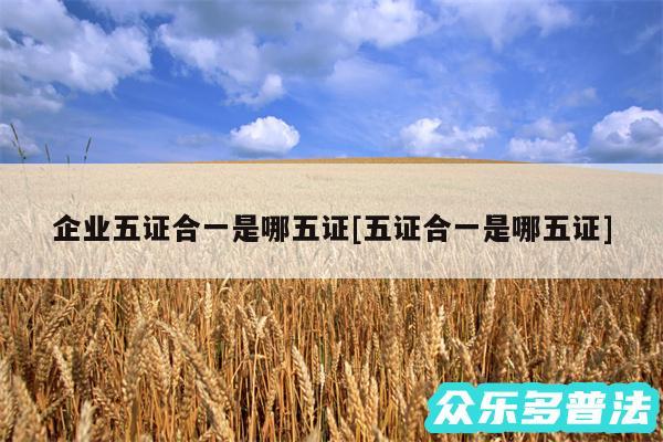 企业五证合一是哪五证及五证合一是哪五证