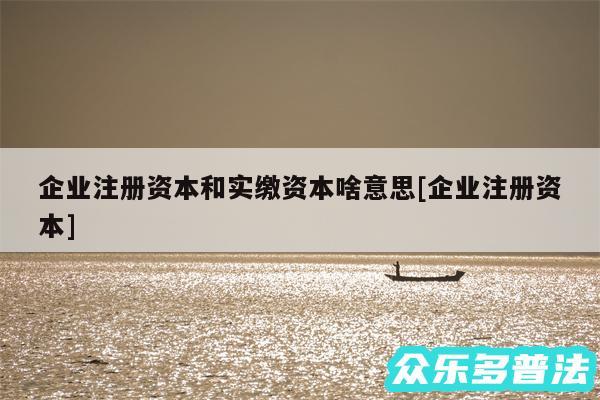 企业注册资本和实缴资本啥意思及企业注册资本