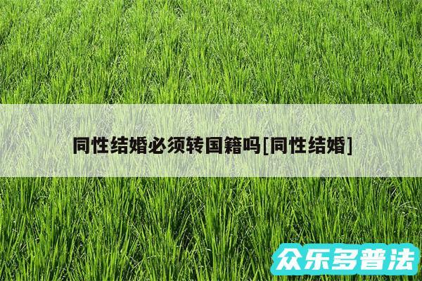 同性结婚必须转国籍吗及同性结婚
