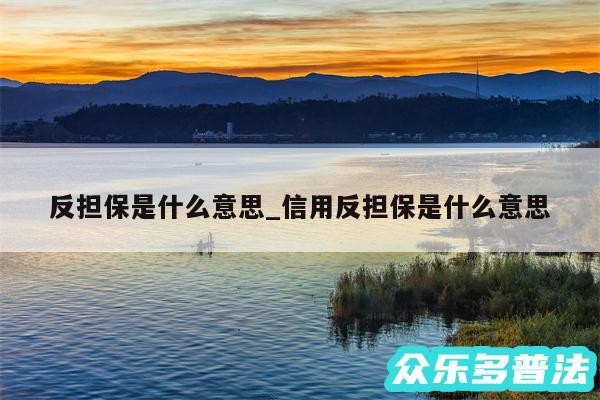 反担保是什么意思_信用反担保是什么意思