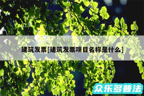 建筑发票及建筑发票项目名称是什么