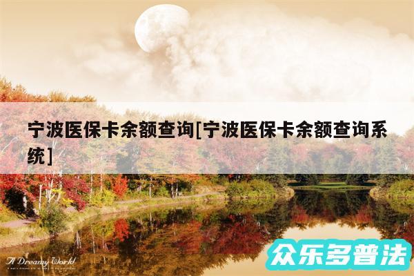 宁波医保卡余额查询及宁波医保卡余额查询系统