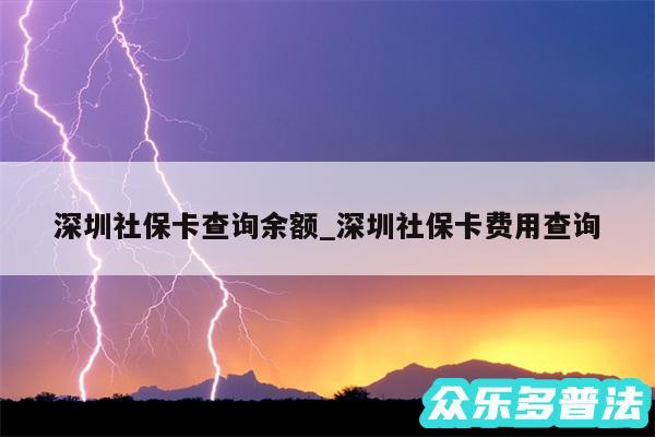 深圳社保卡查询余额_深圳社保卡费用查询