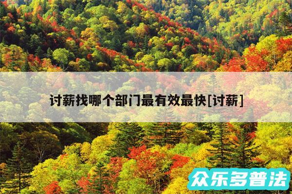 讨薪找哪个部门最有效最快及讨薪