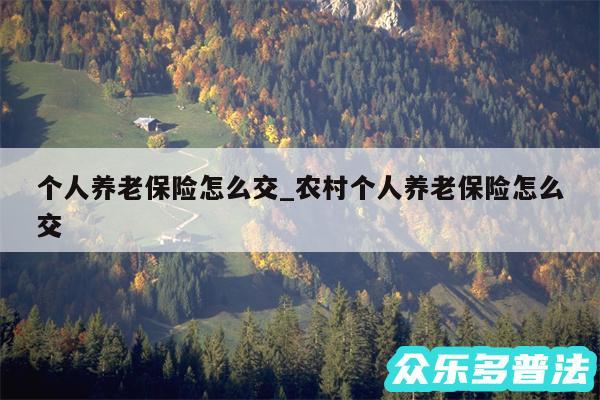 个人养老保险怎么交_农村个人养老保险怎么交