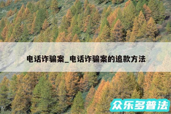 电话诈骗案_电话诈骗案的追款方法
