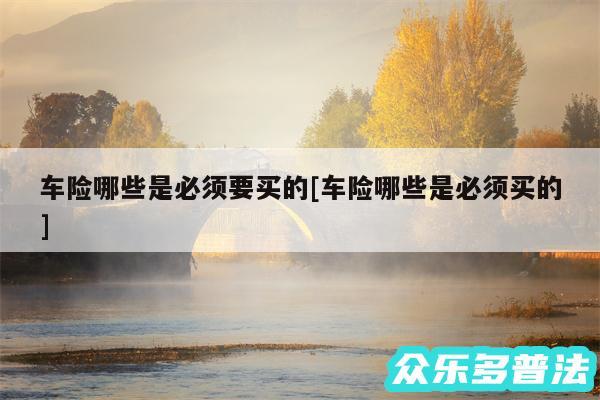车险哪些是必须要买的及车险哪些是必须买的