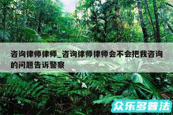 咨询律师律师_咨询律师律师会不会把我咨询的问题告诉警察