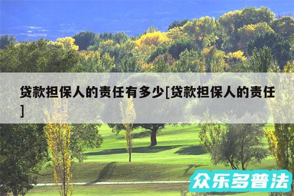 贷款担保人的责任有多少及贷款担保人的责任