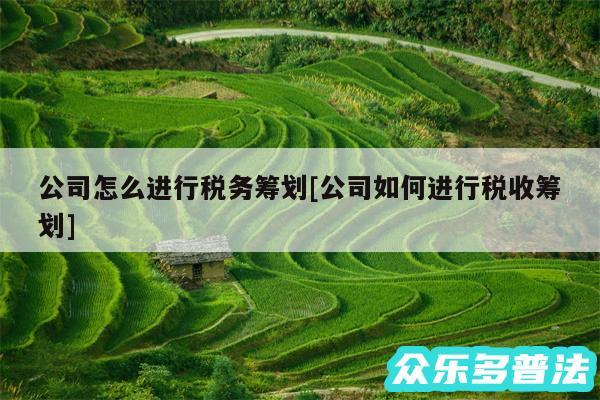 公司怎么进行税务筹划及公司如何进行税收筹划