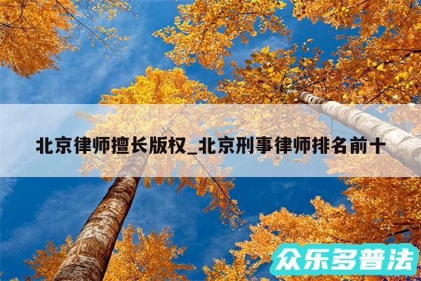 北京律师擅长版权_北京刑事律师排名前十